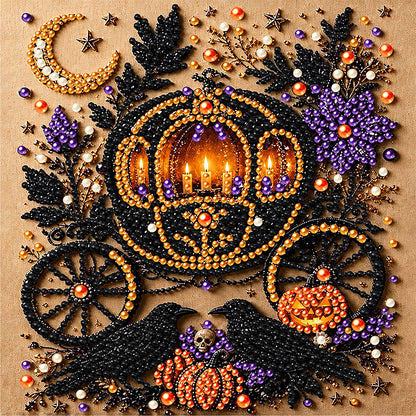 Halloween Pearl Art DIY Kit – Turn Tiny Pearls into Spooky-Cute Magic (Size:7.87in*7.87in)