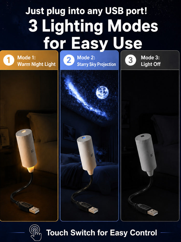 🔥Ditch Boring Rooms ✨ Pro USB Star Projector for the Price of a Burger: Instantly Transforms into a Romantic Galaxy in 1s with Eye-Safe Protection