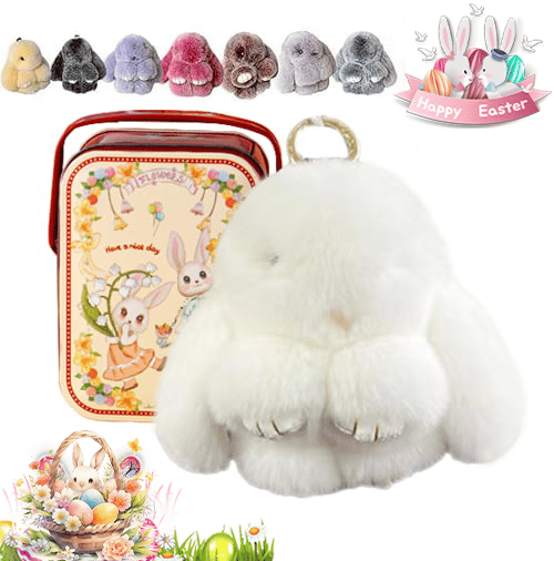🐰Easter Cute Bunny Plush Keychain - Iron Box Gift🎁Easter Sweet Surprise