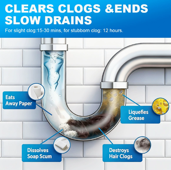 【🫧Antibacterial Deodorizing Drain Cleaner】🍃 Unclogs, disinfects, deodorizes - 🛡️ Non-toxic and odorless - ⏱️ Fast and effective - ✨ Non-corrosive to pipes