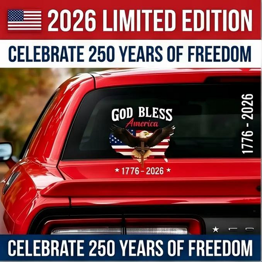 🎇250th Anniversary God Bless America Car Window Decal 1776-2026