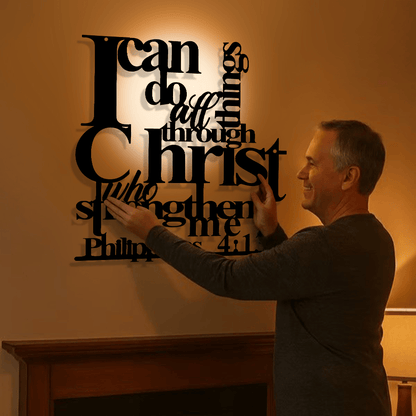 Christianartworkshop Philippians 4:13 I Can Do All Things Metal Wall Decor: Christ’s Strength for Your Walls
