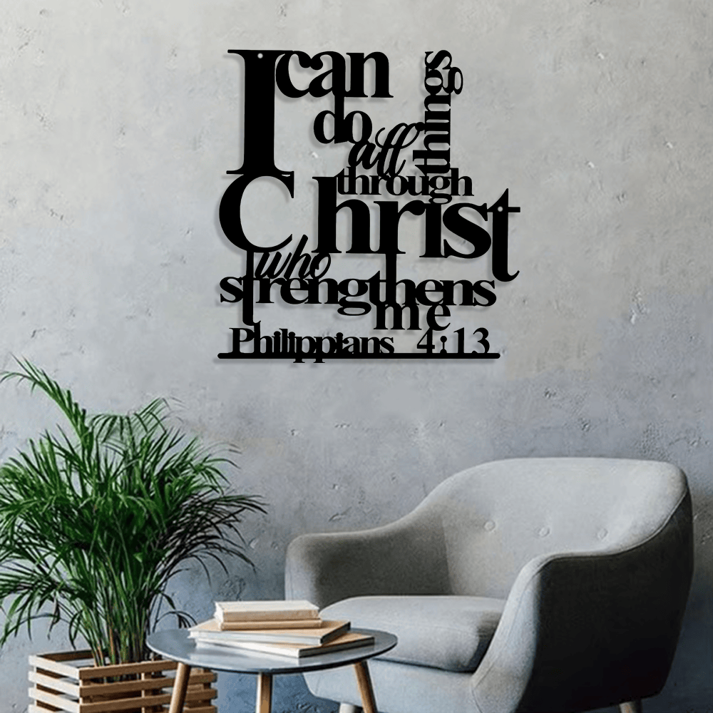 Christianartworkshop Philippians 4:13 I Can Do All Things Metal Wall Decor: Christ’s Strength for Your Walls
