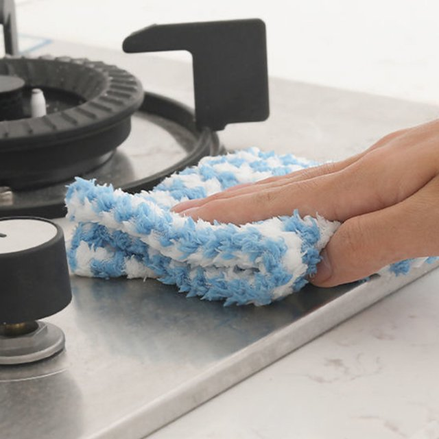 Microfiber cleaning cloth hanging to air dry
