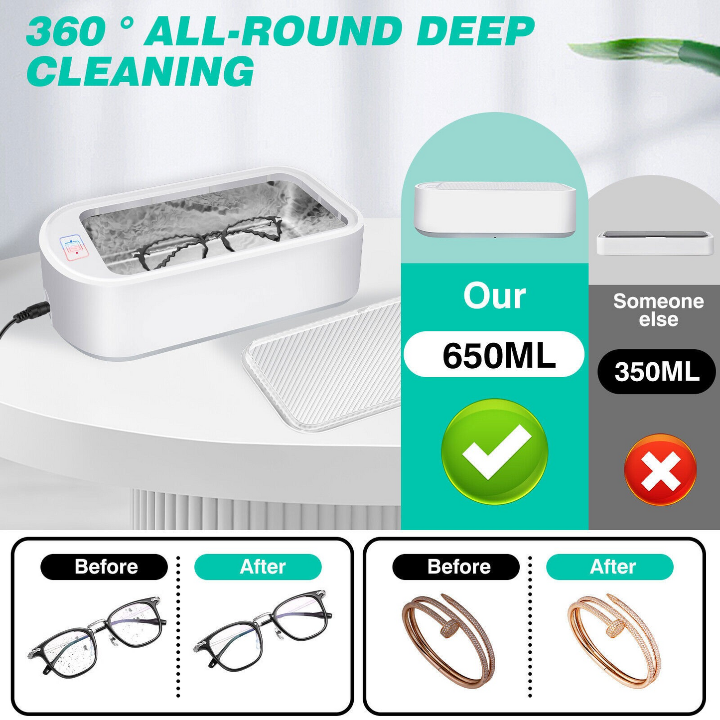 🧼 Effortless Deep Cleaning! Portable Ultrasonic Cleaner for Daily Items