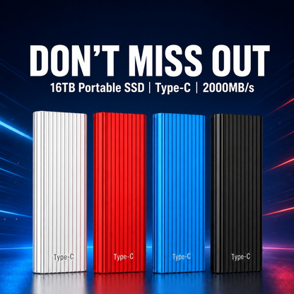 🏆Flash Sale！⚡ 50K+ SOLD! Almost Gone-🔥16TB Large-Capacity Type-C Portable Mini SSD