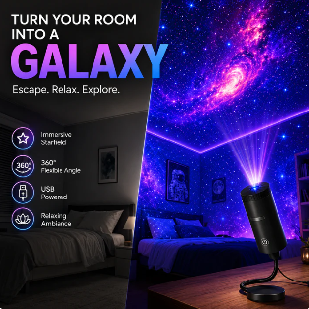 🔥🏆Flash Sale ✨ Plug-and-Play HD Star Projecto: Instantly Transforms into a Romantic Galaxy in 1s with Eye-Safe Protection