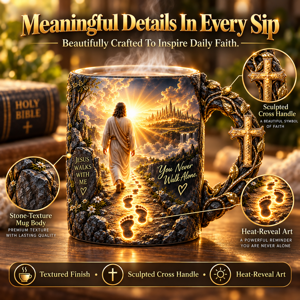 🔥Last Day 50% OFF🔥 Heat-Reveal Faith Mug | You Are Never Alone