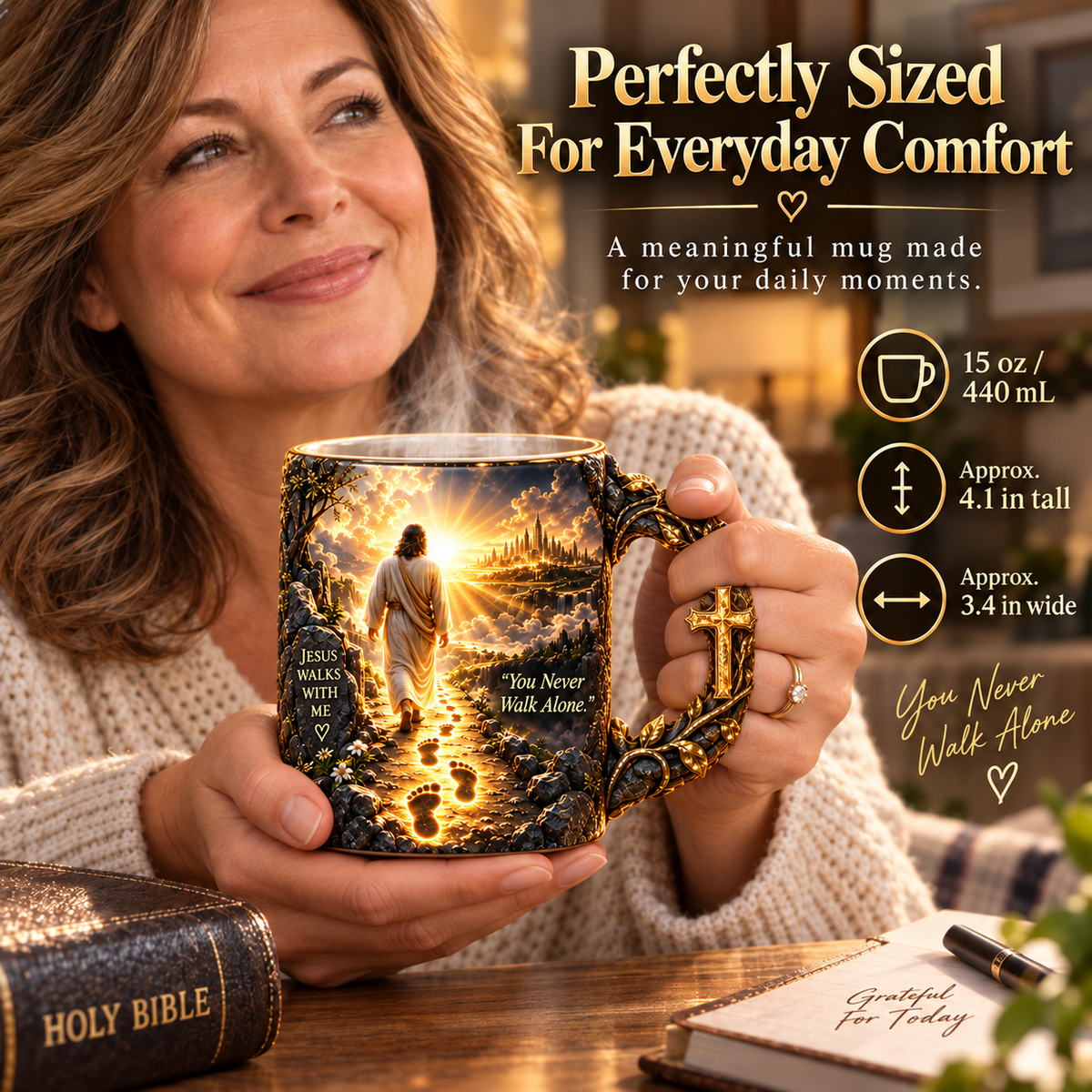 🔥Last Day 50% OFF🔥 Heat-Reveal Faith Mug | You Are Never Alone