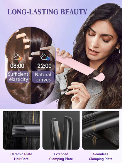 Portable dual-purpose straightening and curling iron, 10-second heating, negative ion conditioning🤩