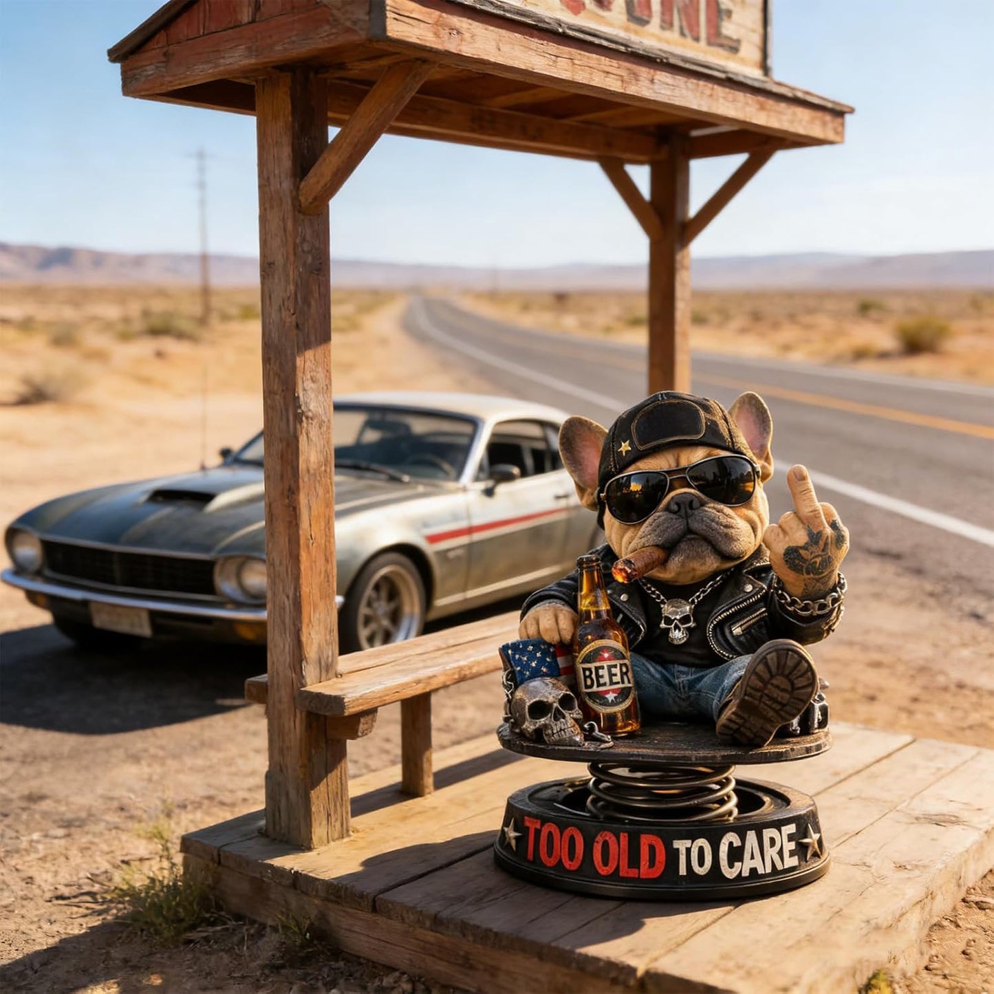Grumpy “Too Old to Care” Bobblehead – Fun Spring-Loaded Car Dashboard Decor