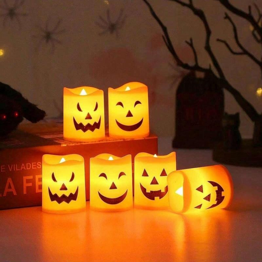 🎃🔥مجموعة صرخة الهالوين: مصباح شبح + شمعدان رعب 