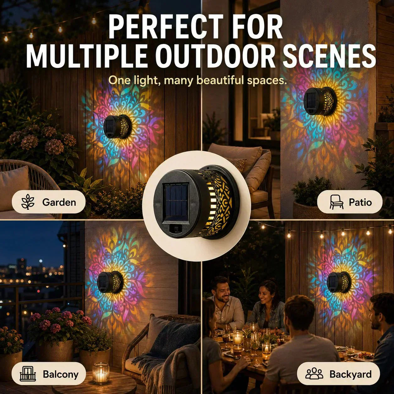 ⏳Half Price! Solar Mandala Projection Lamp, Wall & Yard Dual Use IP65 Waterproof