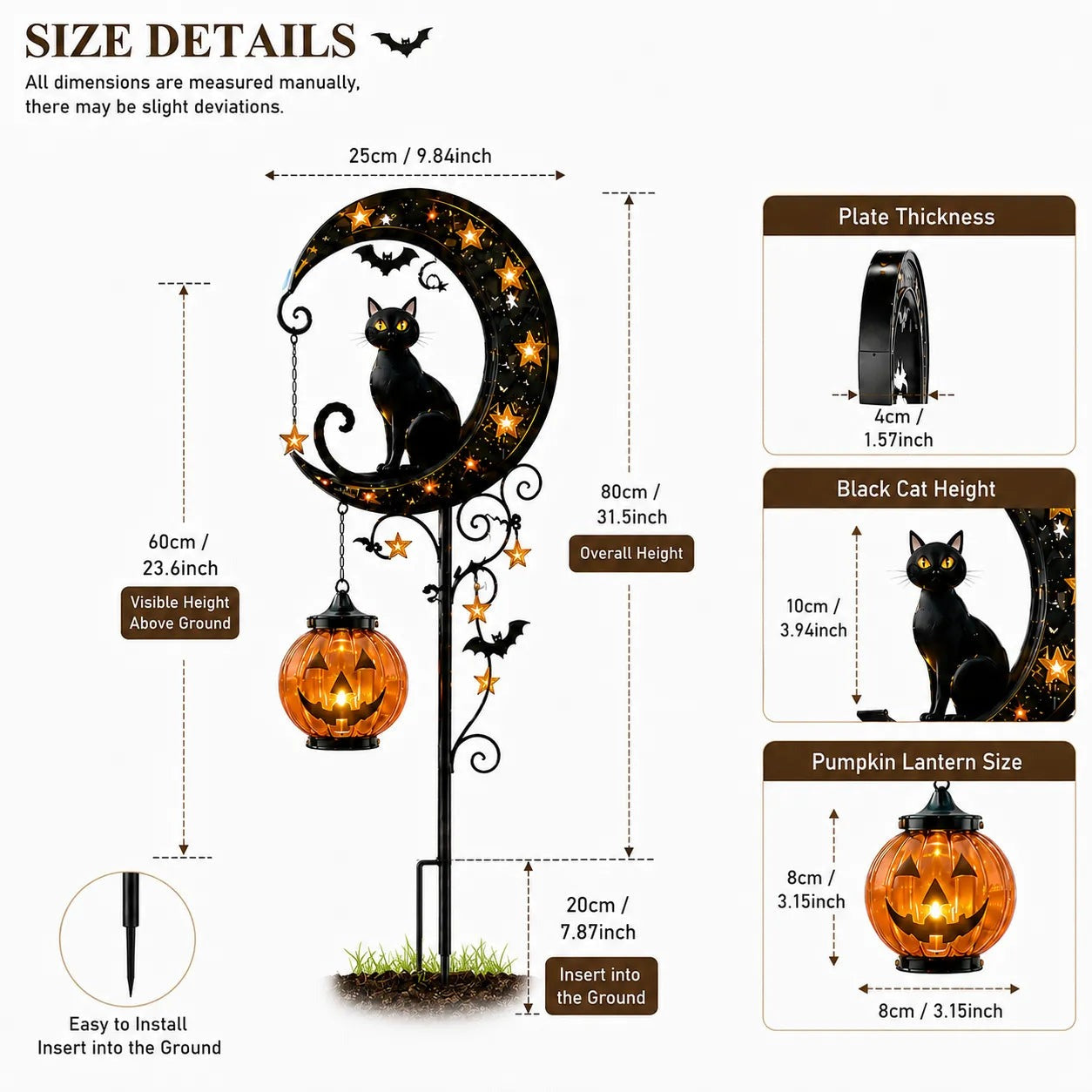 ⏰Last day Promotion 🔥-👻 Solar Halloween Garden Stake Light with Black Cat & Pumpkin