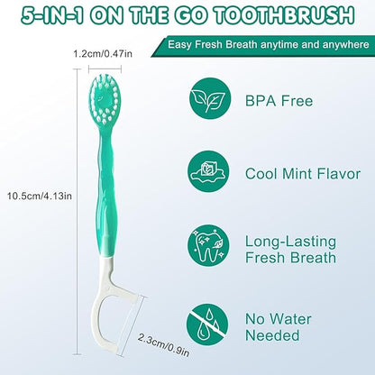 🥳Crazy Deals – Up to 49% Off!🎁5 in 1 Mini Toothbrush & Floss & Tongue Scraper & Toothpick Set