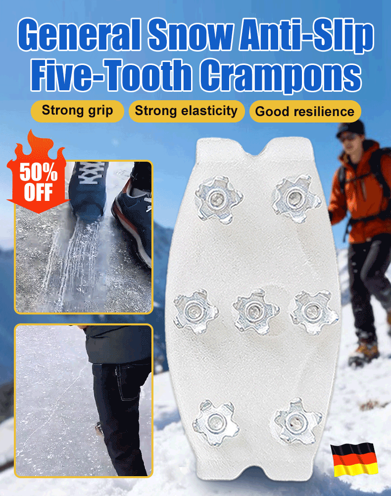 ❄️👢Tired of slipping and sliding on icy surfaces? 😫 These 5-Tooth Ice Cleats strap on in seconds—giving you instant grip on ice, snow, and slippery roads! 🚀🔒