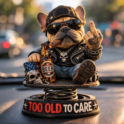 Grumpy “Too Old to Care” Bobblehead – Fun Spring-Loaded Car Dashboard Decor