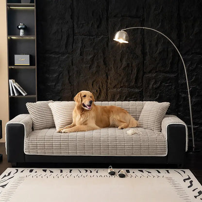 🏡Non-Slip Flannel Couch Cover One-Piece,✨ Soft Quilted Sofa Protector Slipcover, Warm & Cozy Furniture Shield for Pets & Kids🏡