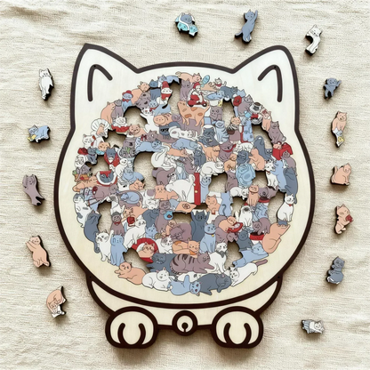 🎁 135-Piece Cat-Shaped Wooden Jigsaw Puzzle — A Charming Gift for Cat Lovers