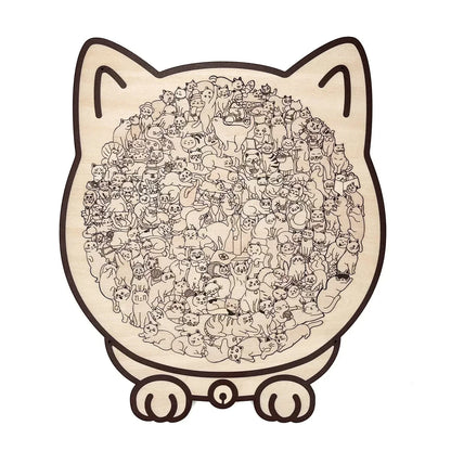 🎁 135-Piece Cat-Shaped Wooden Jigsaw Puzzle — A Charming Gift for Cat Lovers