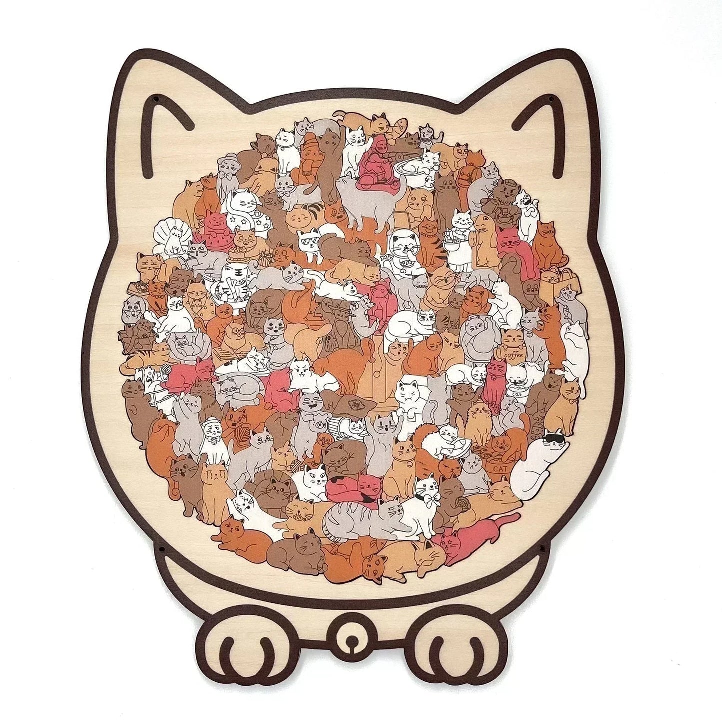 🎁 135-Piece Cat-Shaped Wooden Jigsaw Puzzle — A Charming Gift for Cat Lovers