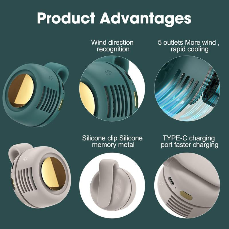 Portable Silent Mini Bladeless Electric Fan with Rotating Body and Three-Speed Adjustable Silent Cooling