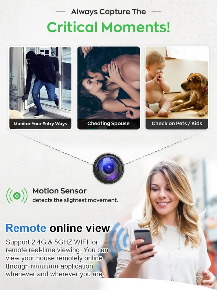 🔥【No wiring, no network】🌟super discreet camera & 💯Tiny and installs in 1 second