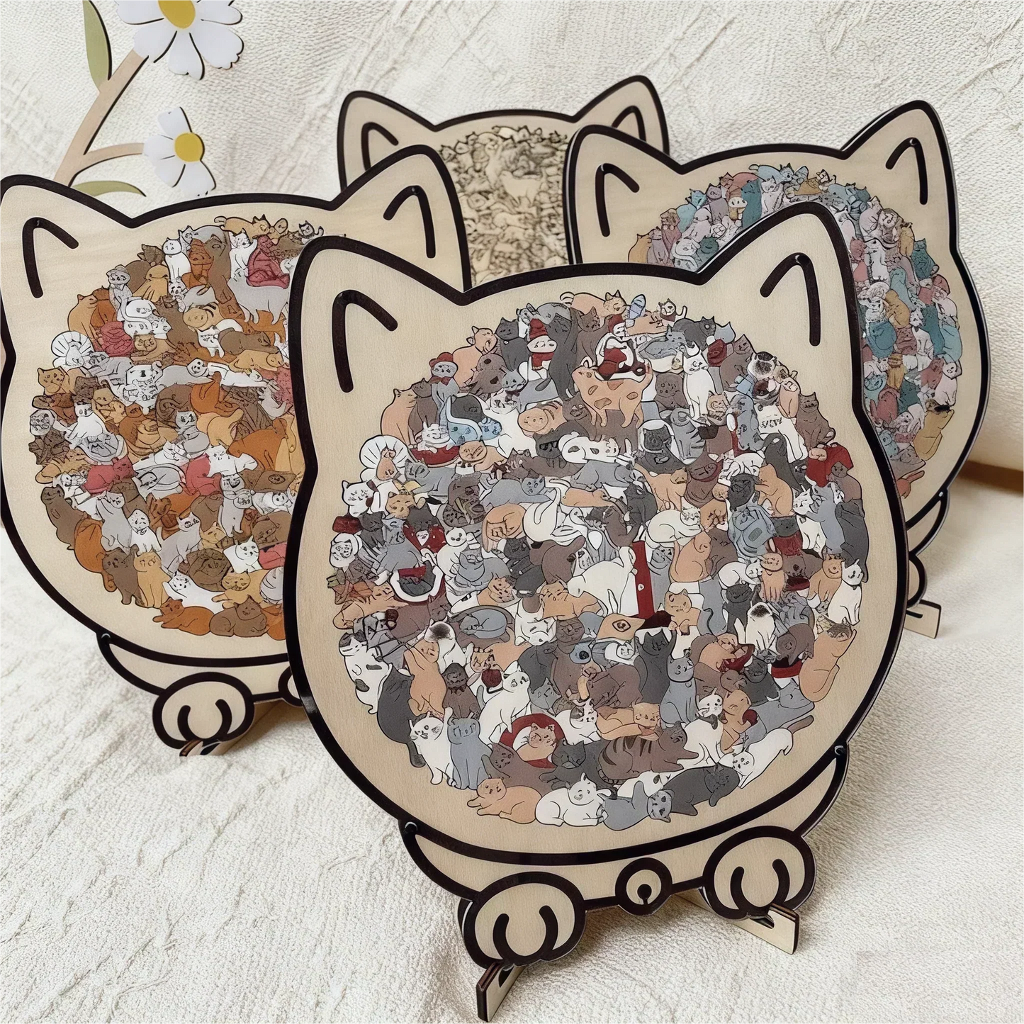 🎁 135-Piece Cat-Shaped Wooden Jigsaw Puzzle — A Charming Gift for Cat Lovers
