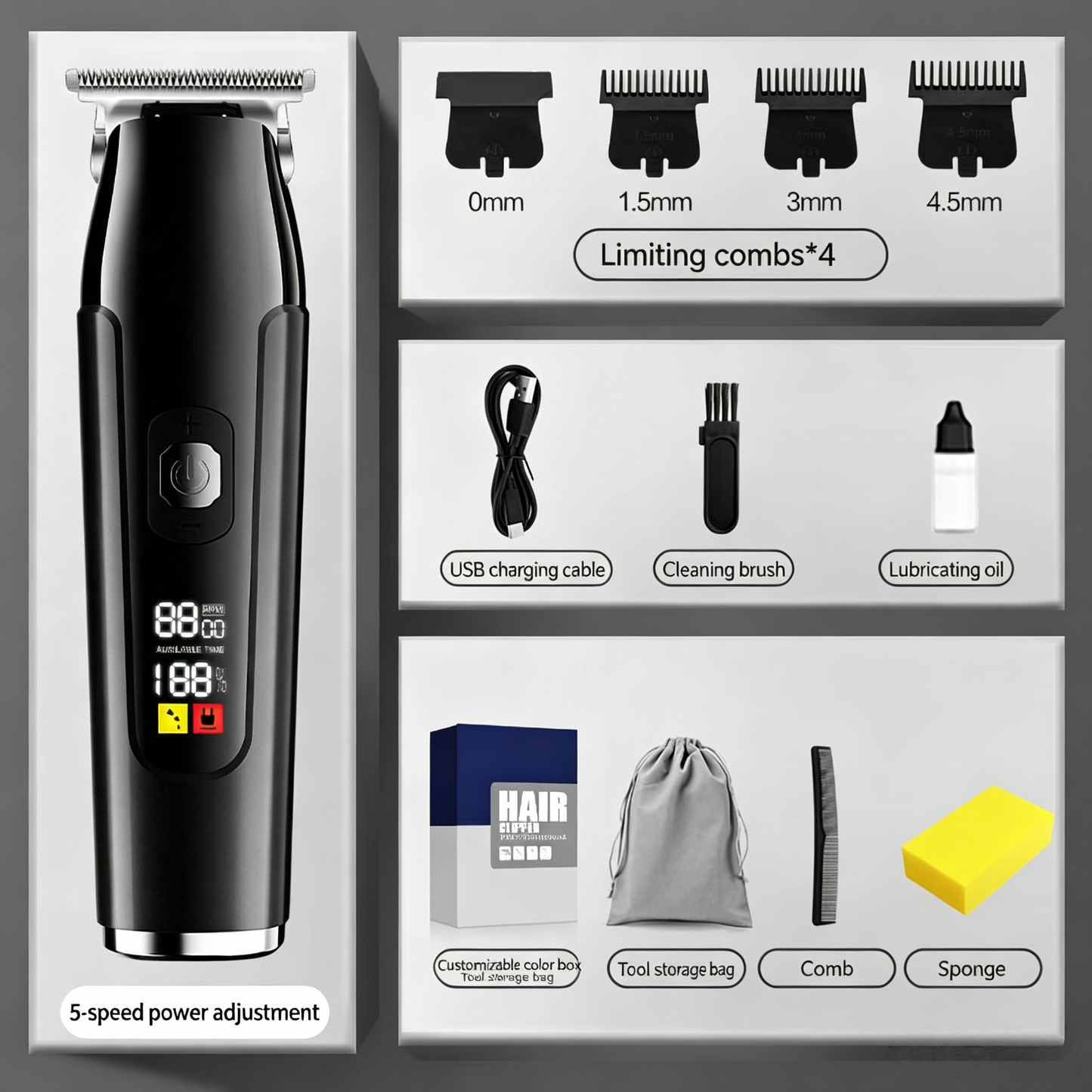 🔥Limited-Time Sale-50% OFF | Household Digital Display Professional Electric Hair Clipper Set