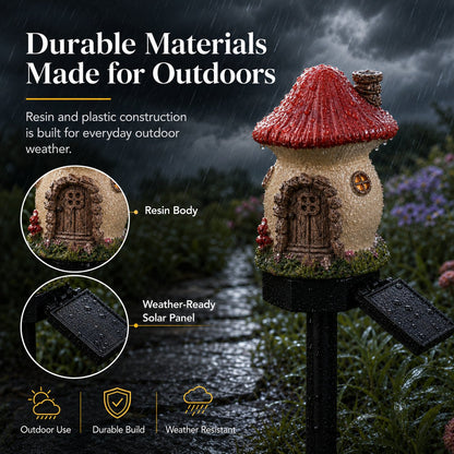 ⭐Zero Electric Bill! All Weather Fairy House Solar Garden Stake Lights
