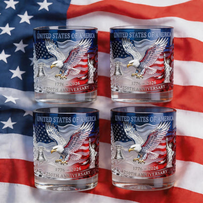 🦅Only few sets!🔥Limited Edition 2026 USA 250th Anniversary Commemorative Glass – 1776-2026 Heritage Edition