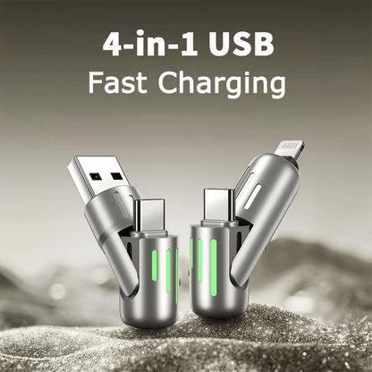 🎉اليوم الأخير - اشترِ واحدًا واحصل على الثاني مجانًا🔥 كابل شحن USB 4 في 1 (شحن سريع بحد أقصى 240 واط)