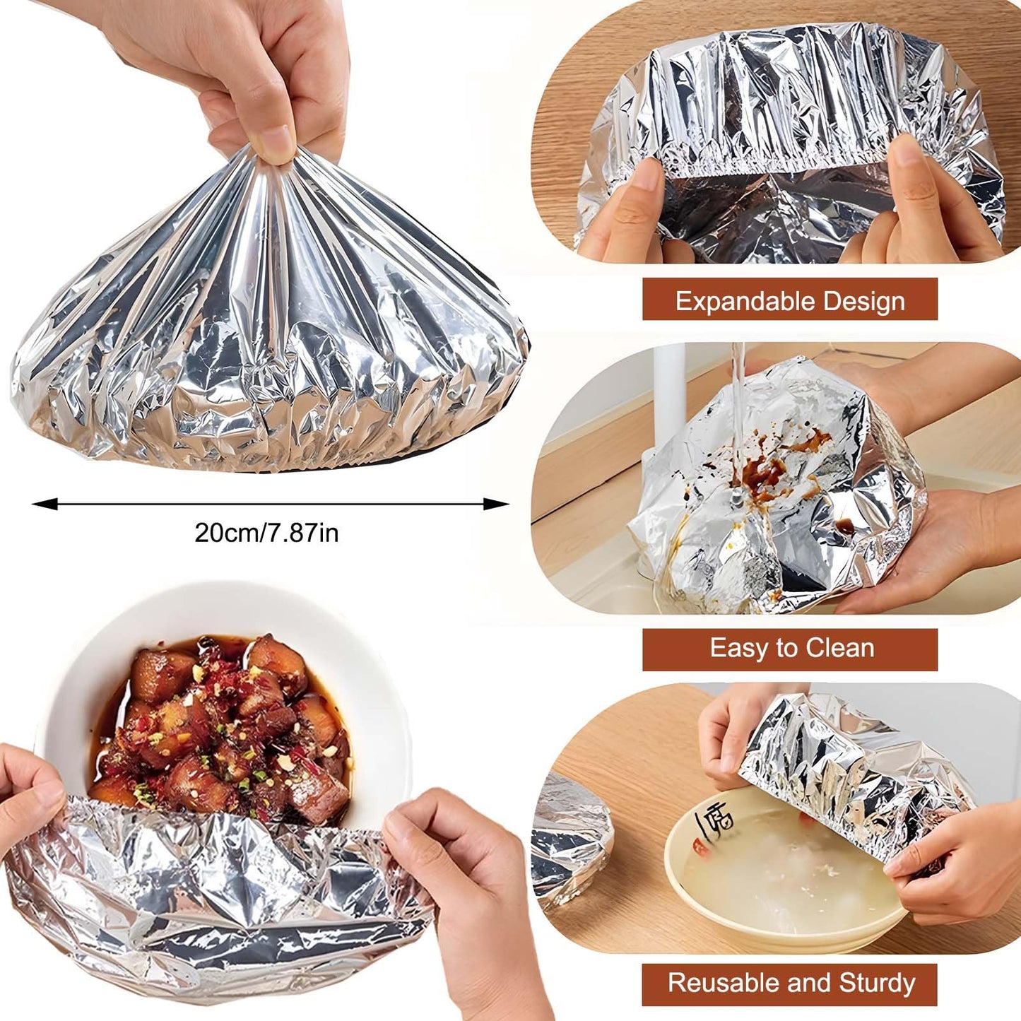 💥Reusable Aluminum Foil Food Covers