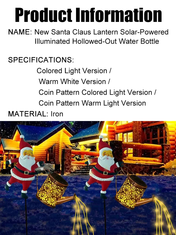 🔥Special Christmas Offer!🎄New Santa Claus Lantern Solar-Powered Light-Up Hollowed-Out Water Bottle