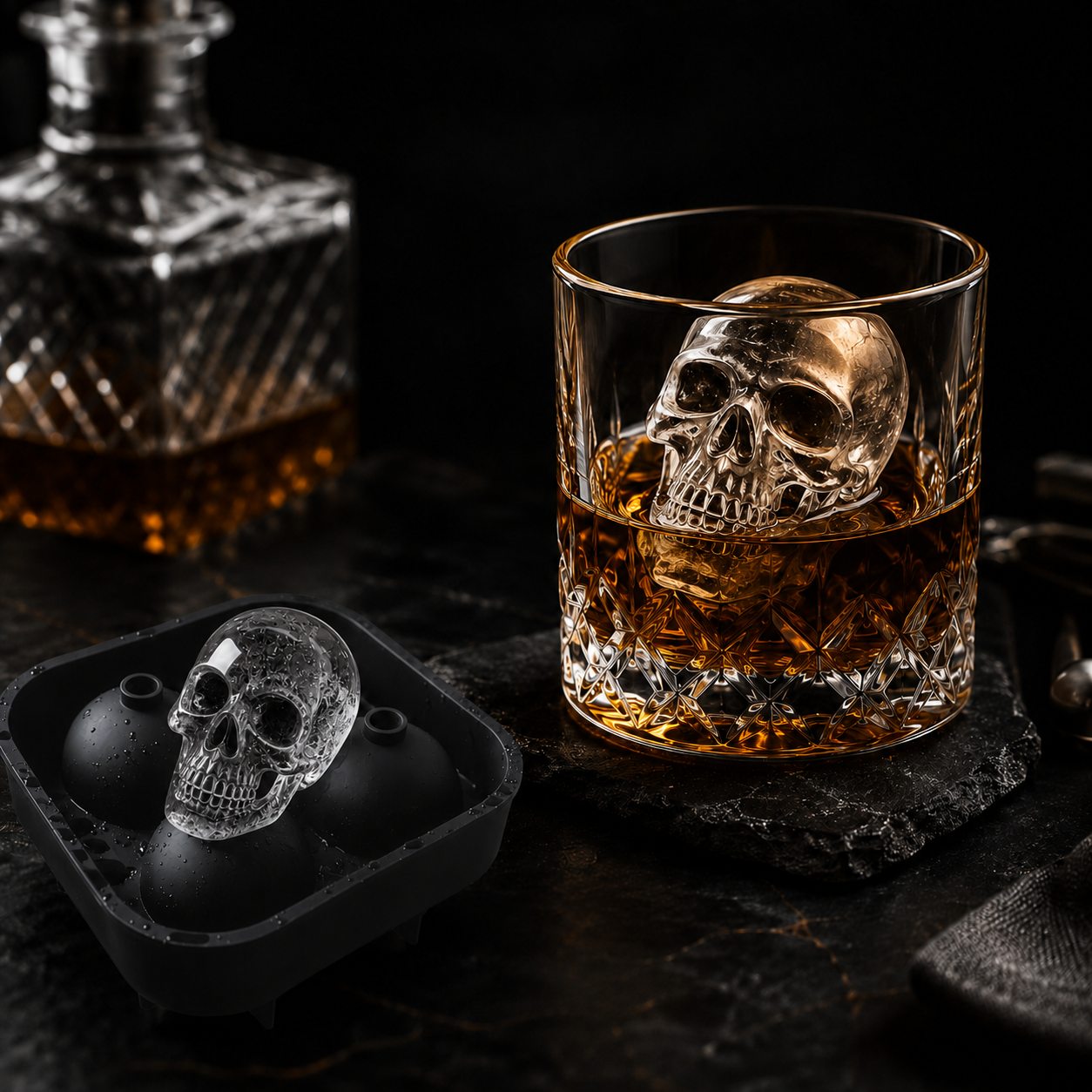 🧊2026 HOT SALE💀 DIY Silicone Skull Ice Cube Tray – Giant Slow-Melt Skull For Whiskey, Cocktails & More✨