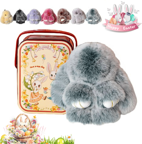 🐰Easter Cute Bunny Plush Keychain - Iron Box Gift🎁Easter Sweet Surprise