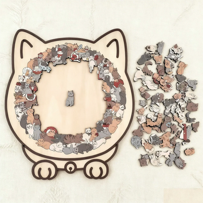 🎁 135-Piece Cat-Shaped Wooden Jigsaw Puzzle — A Charming Gift for Cat Lovers