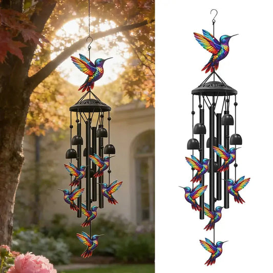 💥50K+ SOLD!🐦Vintage Colorful Hummingbird Wind Chime with Metal Tubes and Bells
