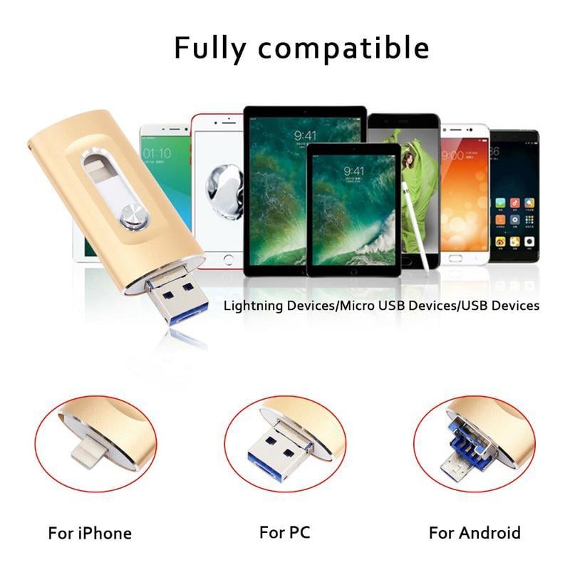 ⚡محرك أقراص فلاش 3 في 1، وحدة تخزين ذاكرة USB 3.0 محمولة عالية السرعة، محرك أقراص فلاش OTG مع محول Type-C مجاني للهواتف/الكمبيوتر الشخصي التي تعمل بنظام Android والمزيد من الأجهزة 