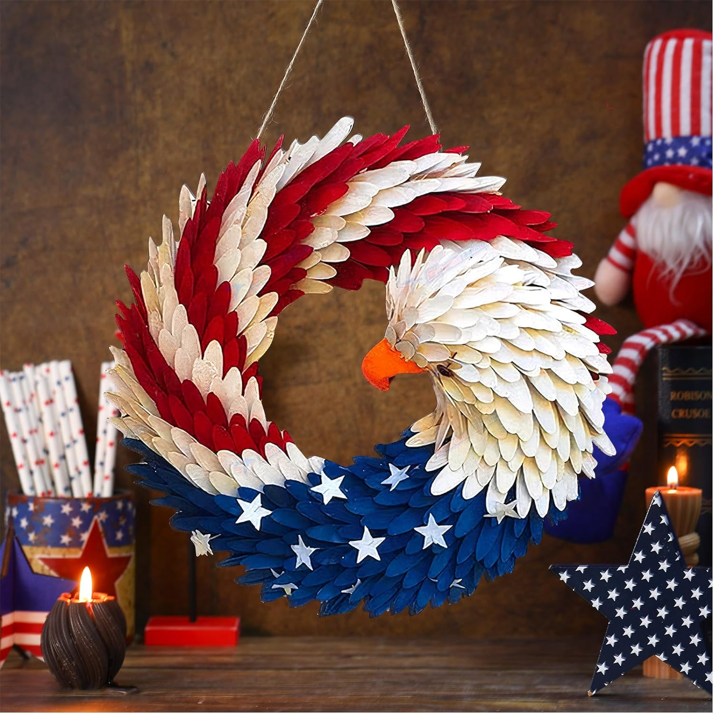 🔥Handmade U.S Eagle 250th Anniversary Patriotic Wreath💖Not for Decoration, Made for Remembrance