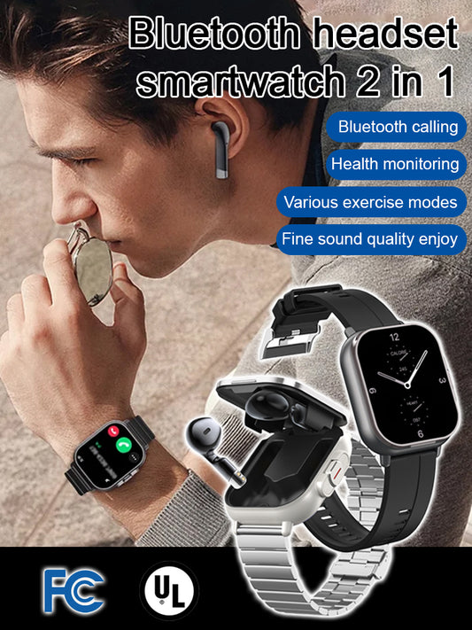 Bluetooth Earphone And Smart Watch 2-in-1 🩸Non-Invasive Glucose/BP Tracking + 🎧Built-in Earbuds + Auto SOS Alert. Your All-in-One Health And Audio Guardian is here.