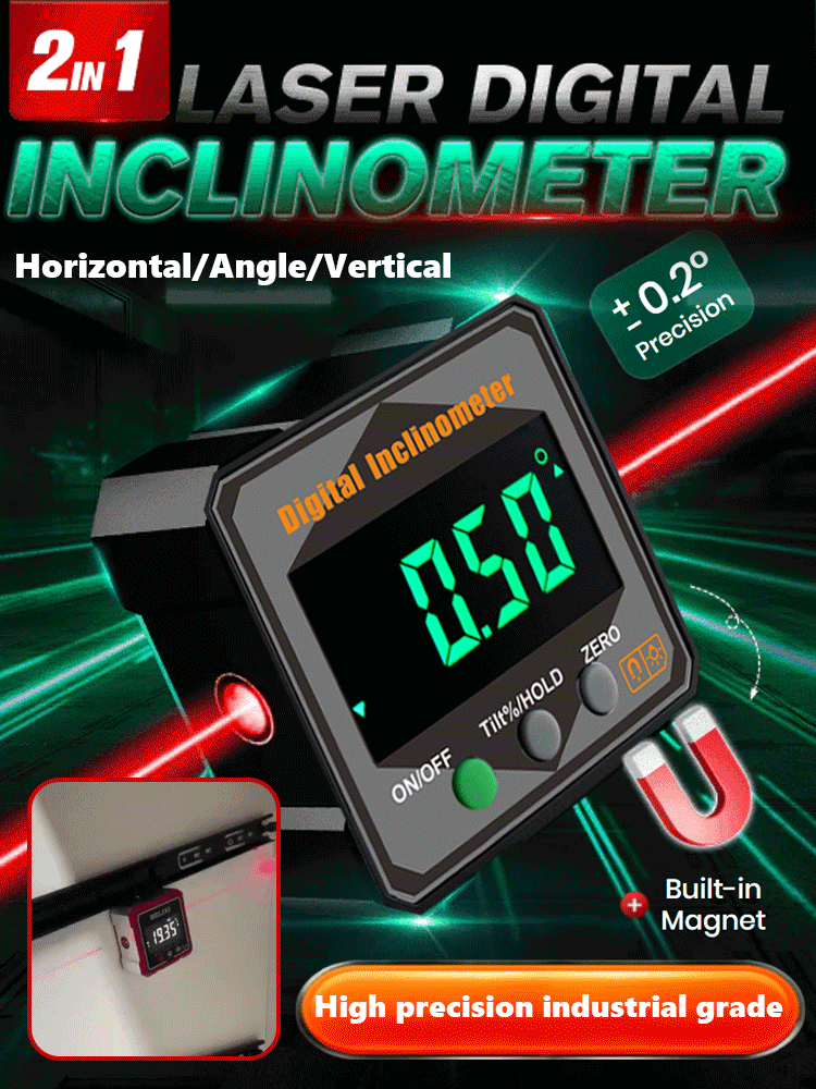 [Say goodbye to annoying tape measures!] Strong magnetic digital inclinometer and angle meter. High precision.💛