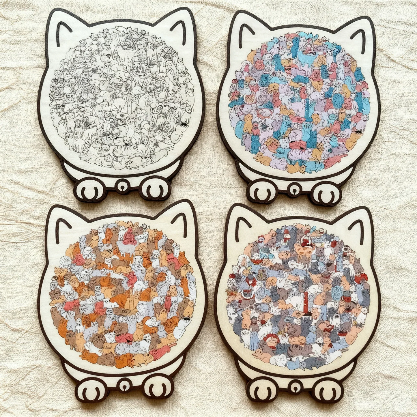 🎁 135-Piece Cat-Shaped Wooden Jigsaw Puzzle — A Charming Gift for Cat Lovers