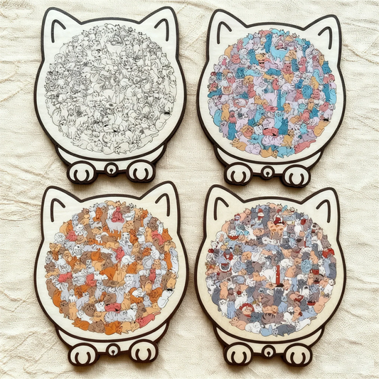🎁 135-Piece Cat-Shaped Wooden Jigsaw Puzzle — A Charming Gift for Cat Lovers