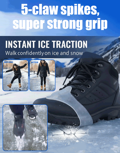 ❄️👢Tired of slipping and sliding on icy surfaces? 😫 These 5-Tooth Ice Cleats strap on in seconds—giving you instant grip on ice, snow, and slippery roads! 🚀🔒
