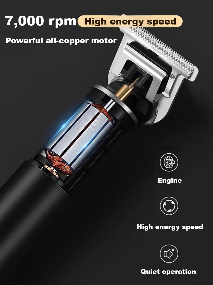 🔥【German precision manufacturing】🪒Silent and no-stuck hair Electric oil-cut carving hair clipper💯Salon-level professional