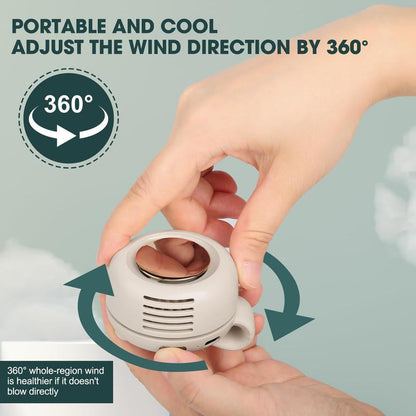 Portable Silent Mini Bladeless Electric Fan with Rotating Body and Three-Speed Adjustable Silent Cooling
