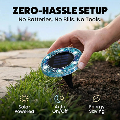 ✨Solar Outdoor Mosaic Disk Lights, Waterproof Decorative Pathway LED Light