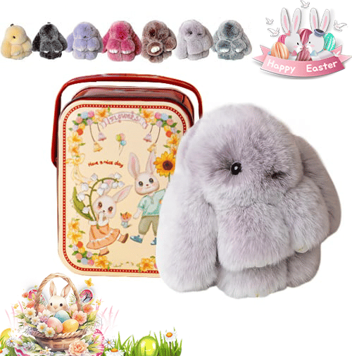 🐰Easter Cute Bunny Plush Keychain - Iron Box Gift🎁Easter Sweet Surprise