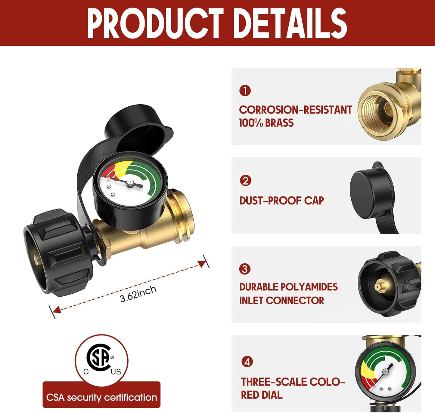 All-in-One Propane Tank Gauge | QCC1 Universal Fit for Grills, RVs & Outdoor Heaters🛻